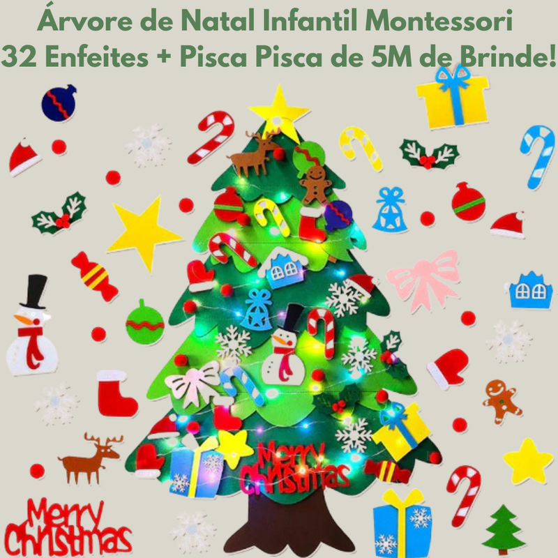 Árvore de Natal Infantil Criativa + Pisca Pisca 5M de BRINDE!